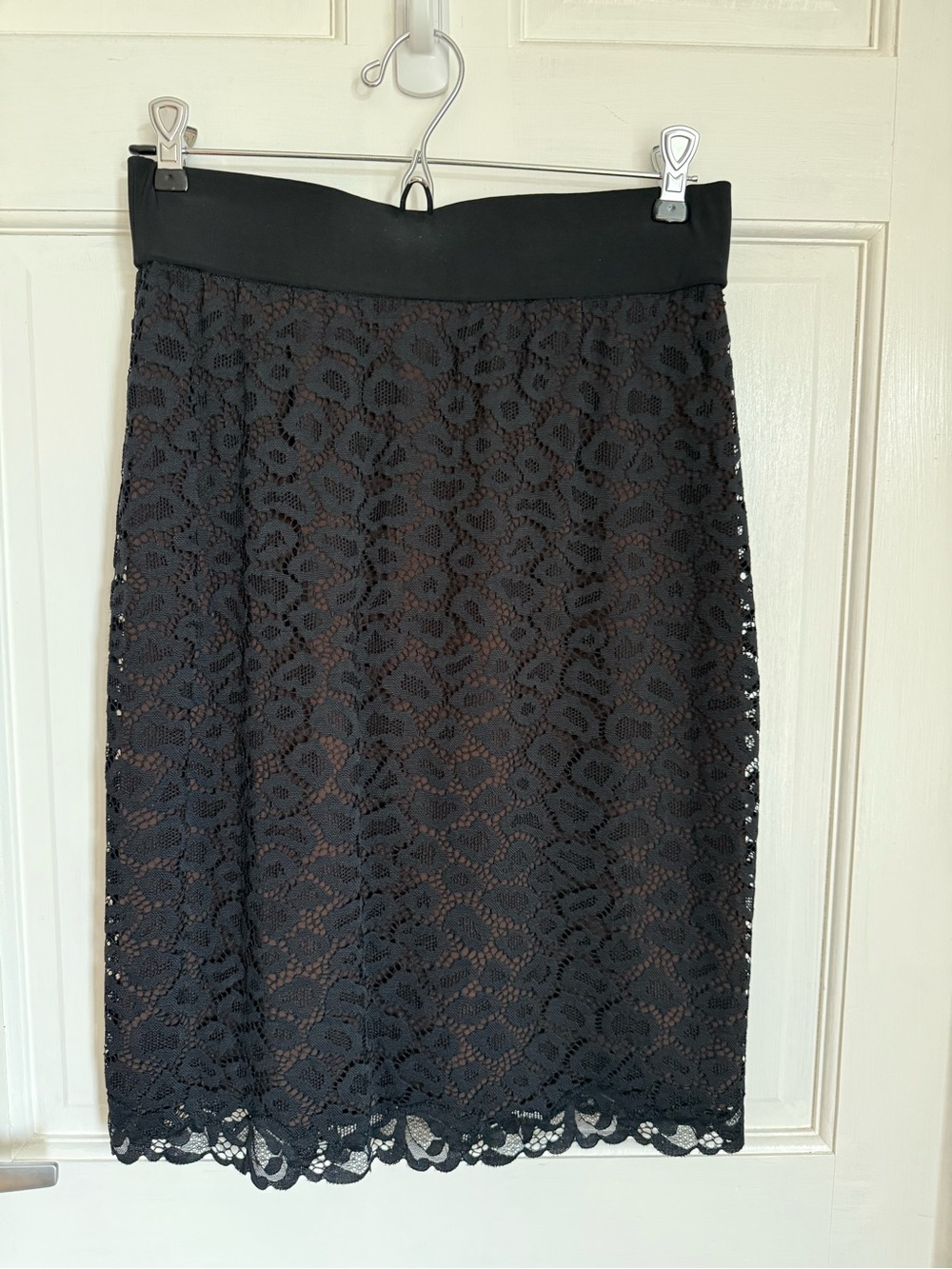 Natori Black Lace Pencil Skirt